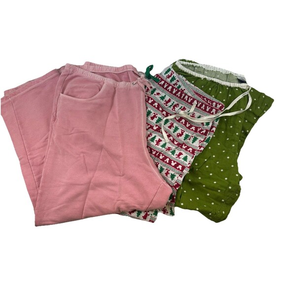 Pajama Pants Eddie Bauer Drawstring Wide Pink Lands End Green Disney Cropped 2X - Picture 1 of 16